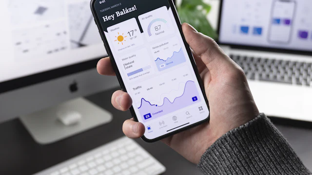 Smartphone showing an app dashboard